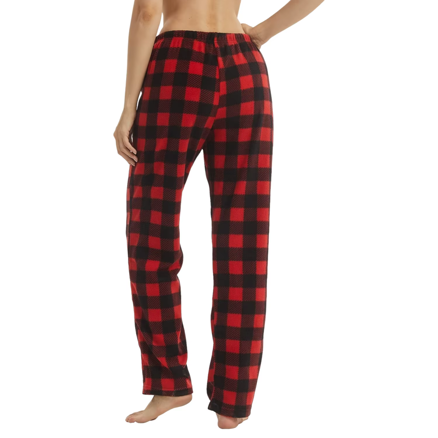 Pantalon de Pyjama Femme Polaire Pelucheux à Carreaux