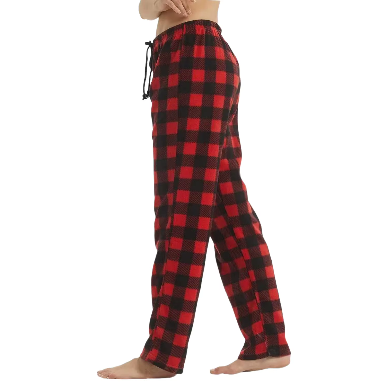 Pantalon de Pyjama Femme Polaire Pelucheux à Carreaux