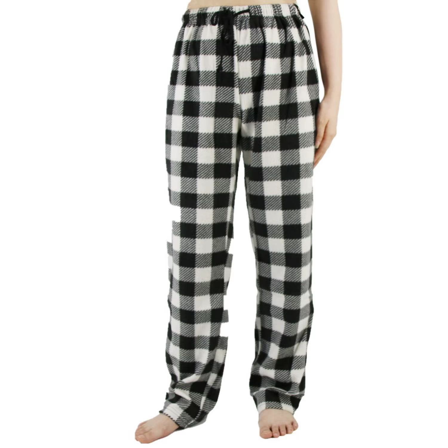 Pantalon de Pyjama Femme Polaire Pelucheux à Carreaux