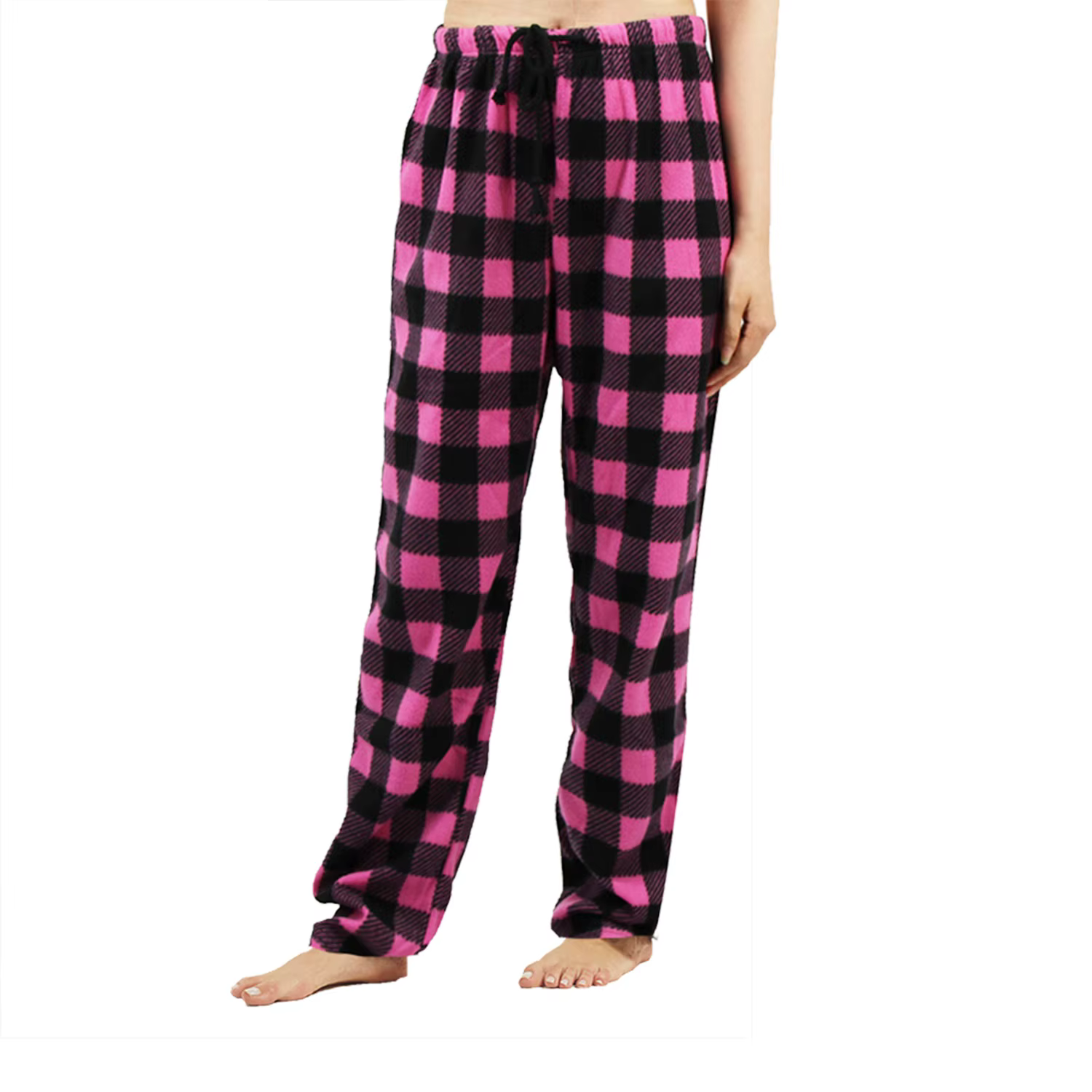 Pantalon de Pyjama Femme Polaire Pelucheux à Carreaux