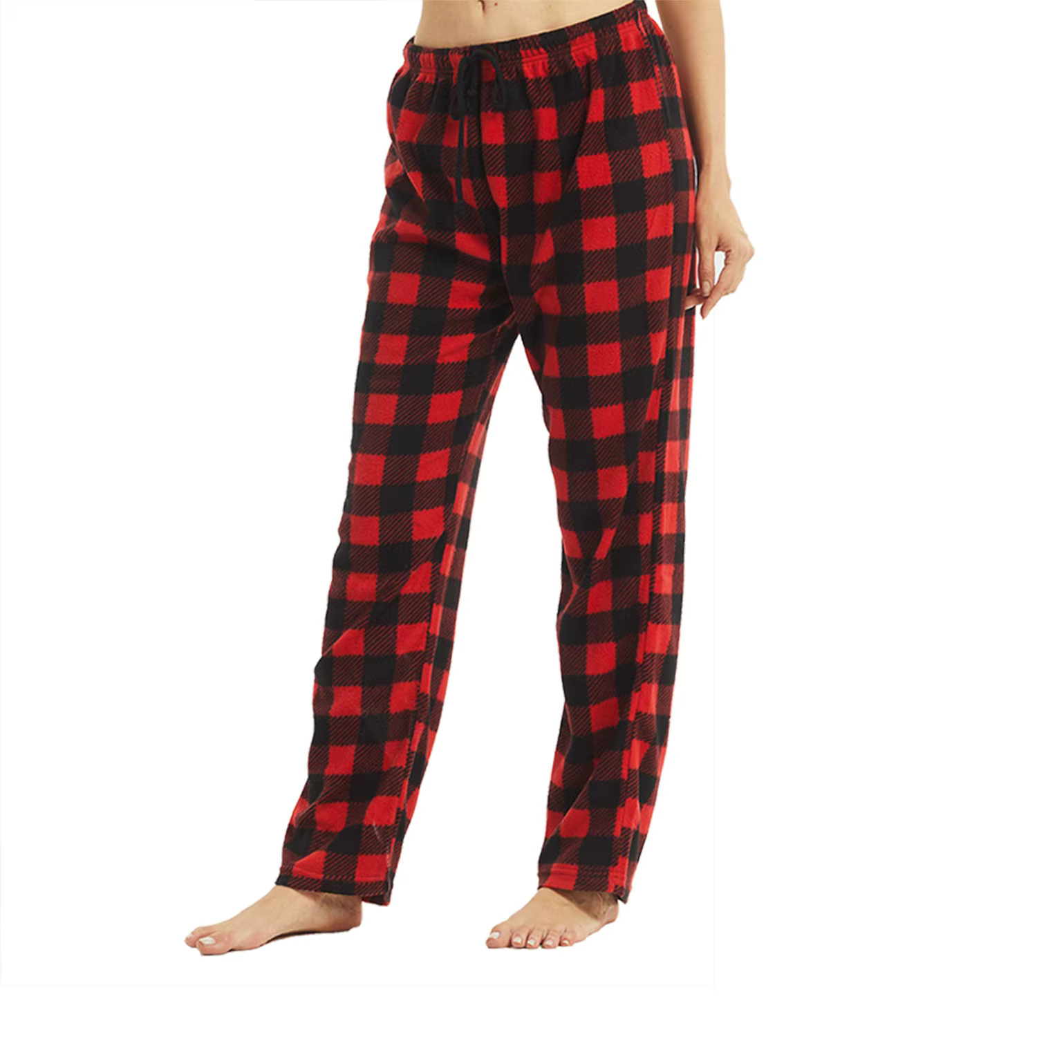 Pantalon de Pyjama Femme Polaire Pelucheux à Carreaux